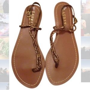 Ralph Lauren Gold Brown/Bronze Twisted Sandals